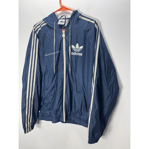 Adidas Men’s Jacket Hoodie Rain Mellow Ride Club Windbreaker Navy Color Sz S - Picture 2 of 16